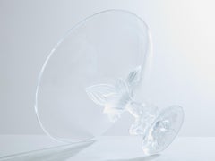 Lalique large centerpiece bowl frosted and polished crystal 1980