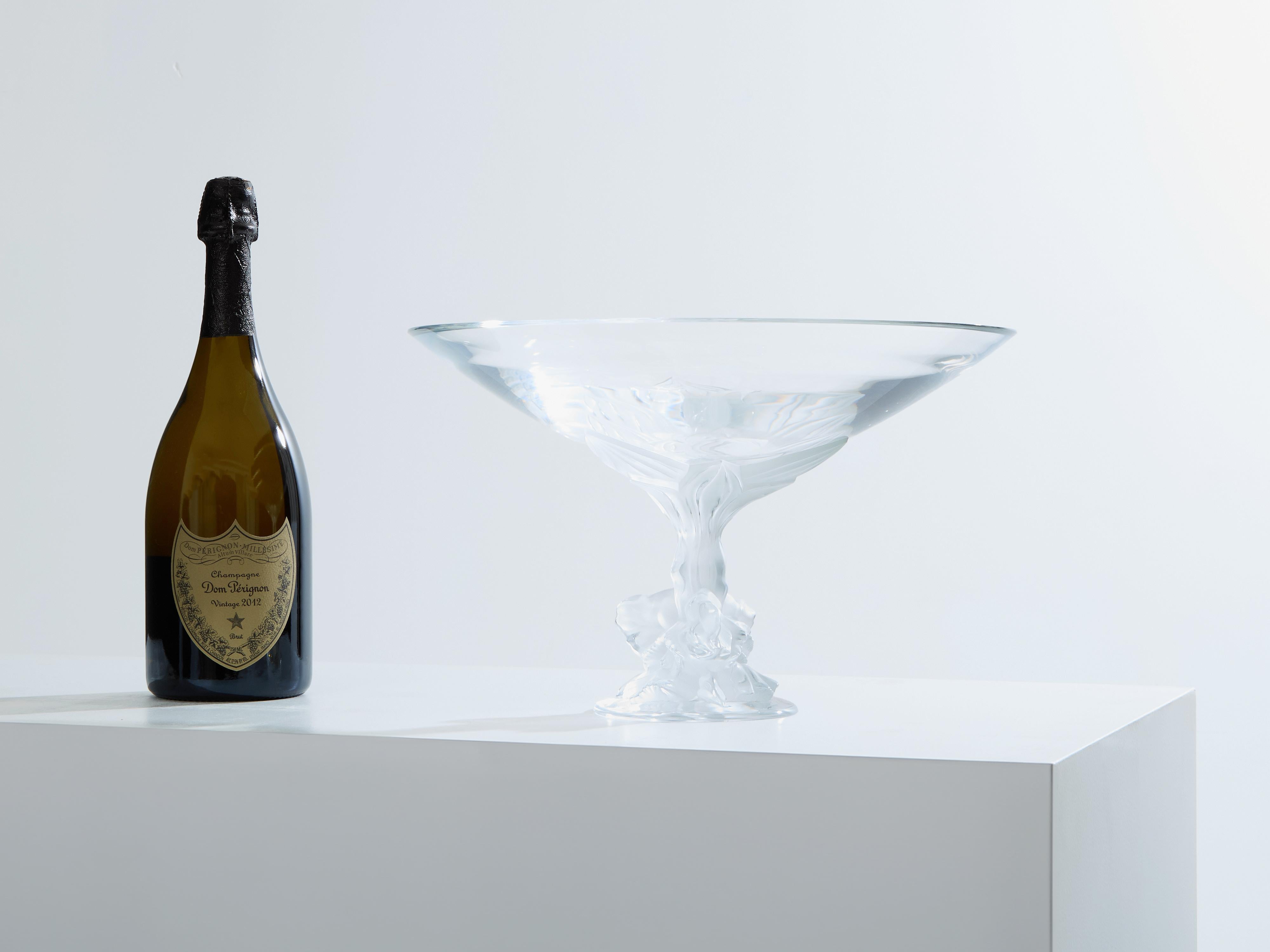 Cuenco centro de mesa grande Lalique cristal esmerilado y pulido 1980 Cristal en venta
