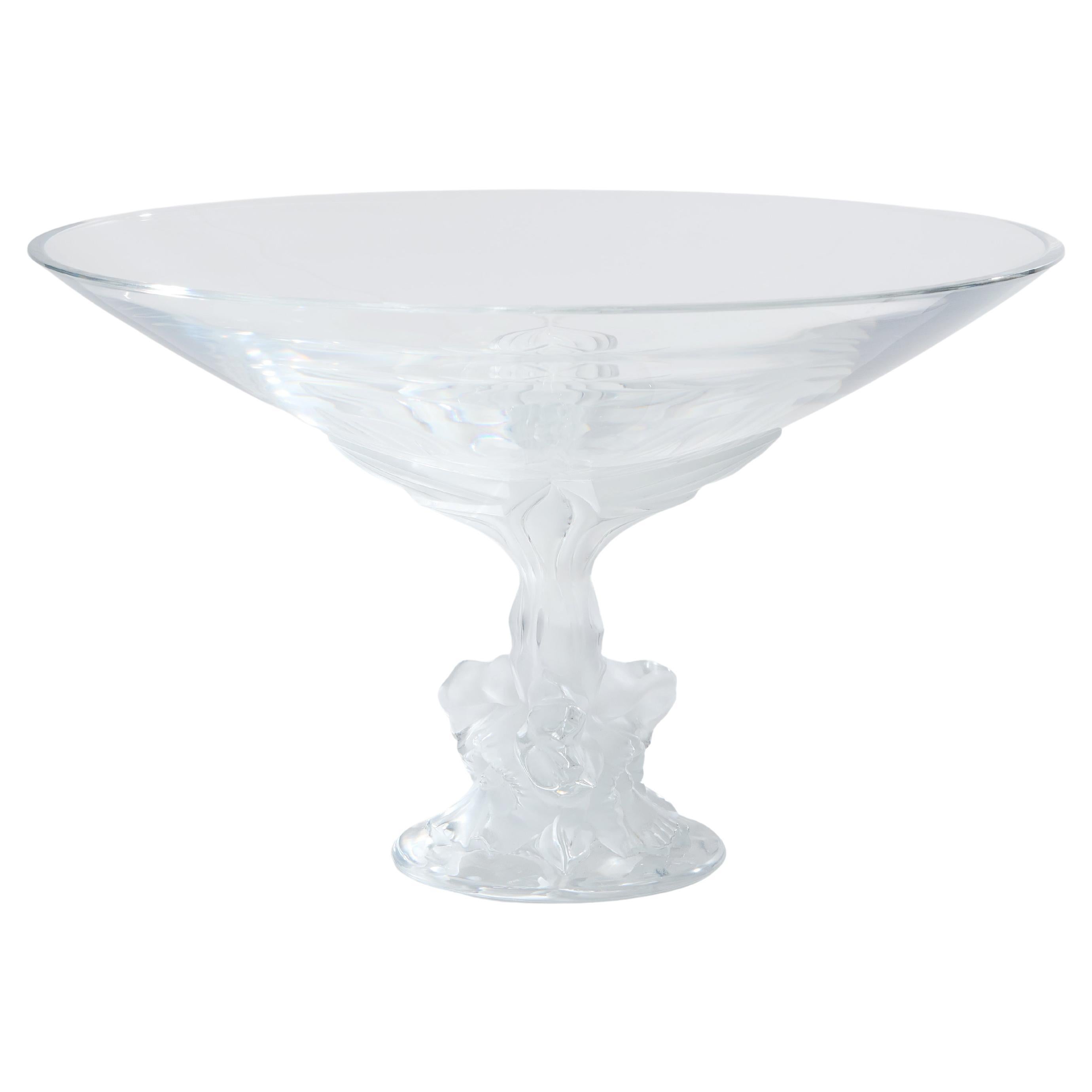Cuenco centro de mesa grande Lalique cristal esmerilado y pulido 1980