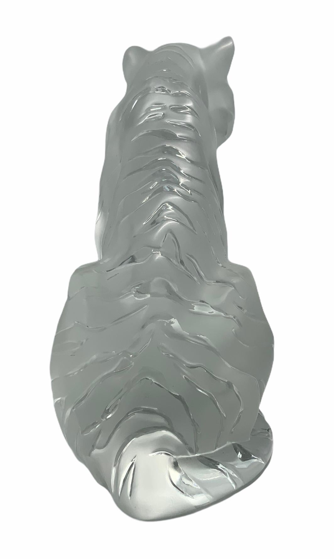 Other Lalique Large Frosted Sitting Tiger Sculpture