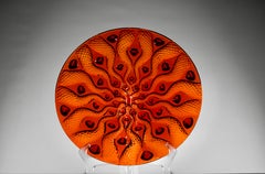 Lalique, Large Red Crystal "Serpentine" Centerpiece, France 2000s