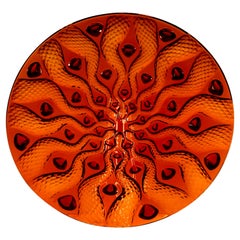 Lalique, Large Red Crystal "Serpentine" Centerpiece, France 2000s
