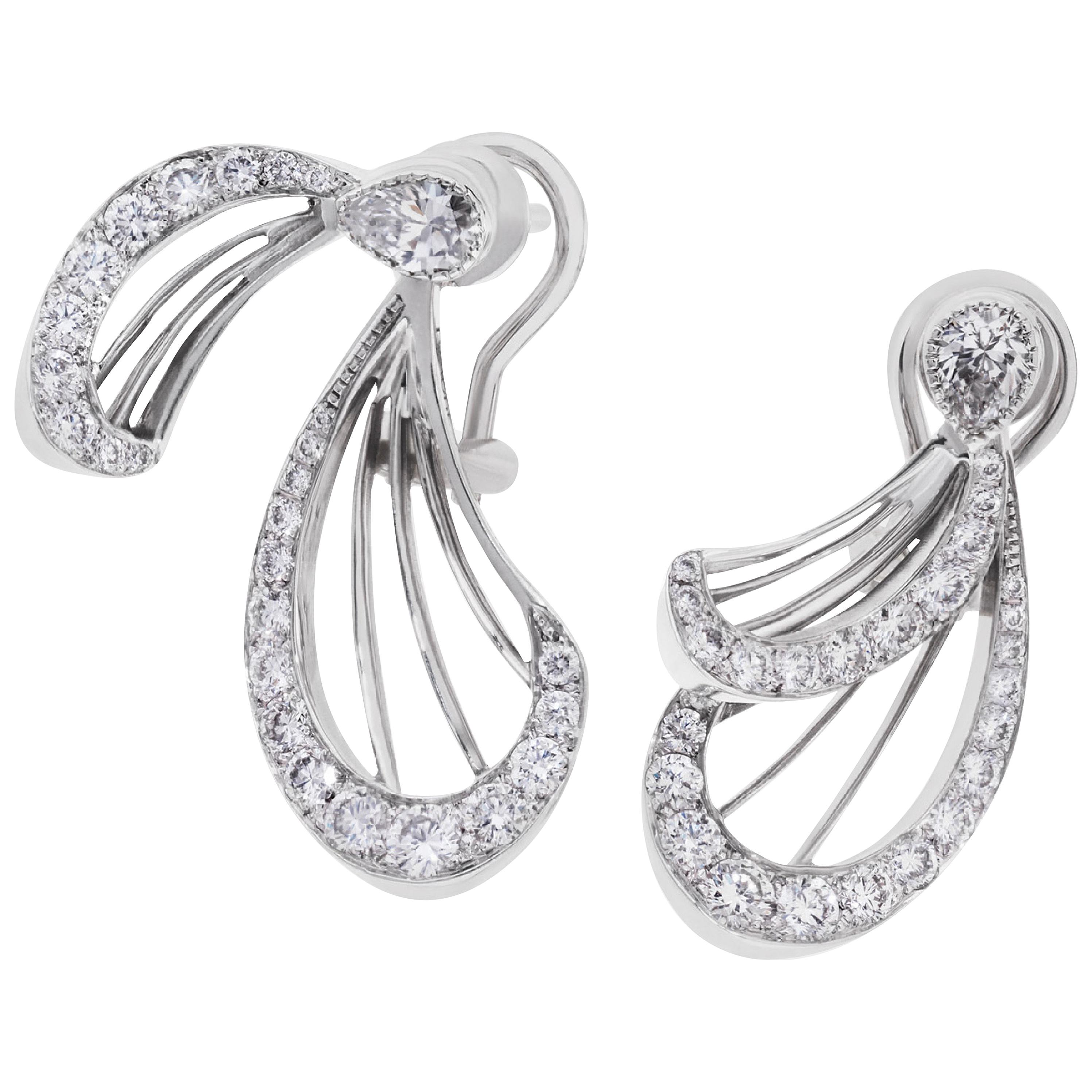 LALIQUE Libellule Diamond Earrings White Gold For Sale