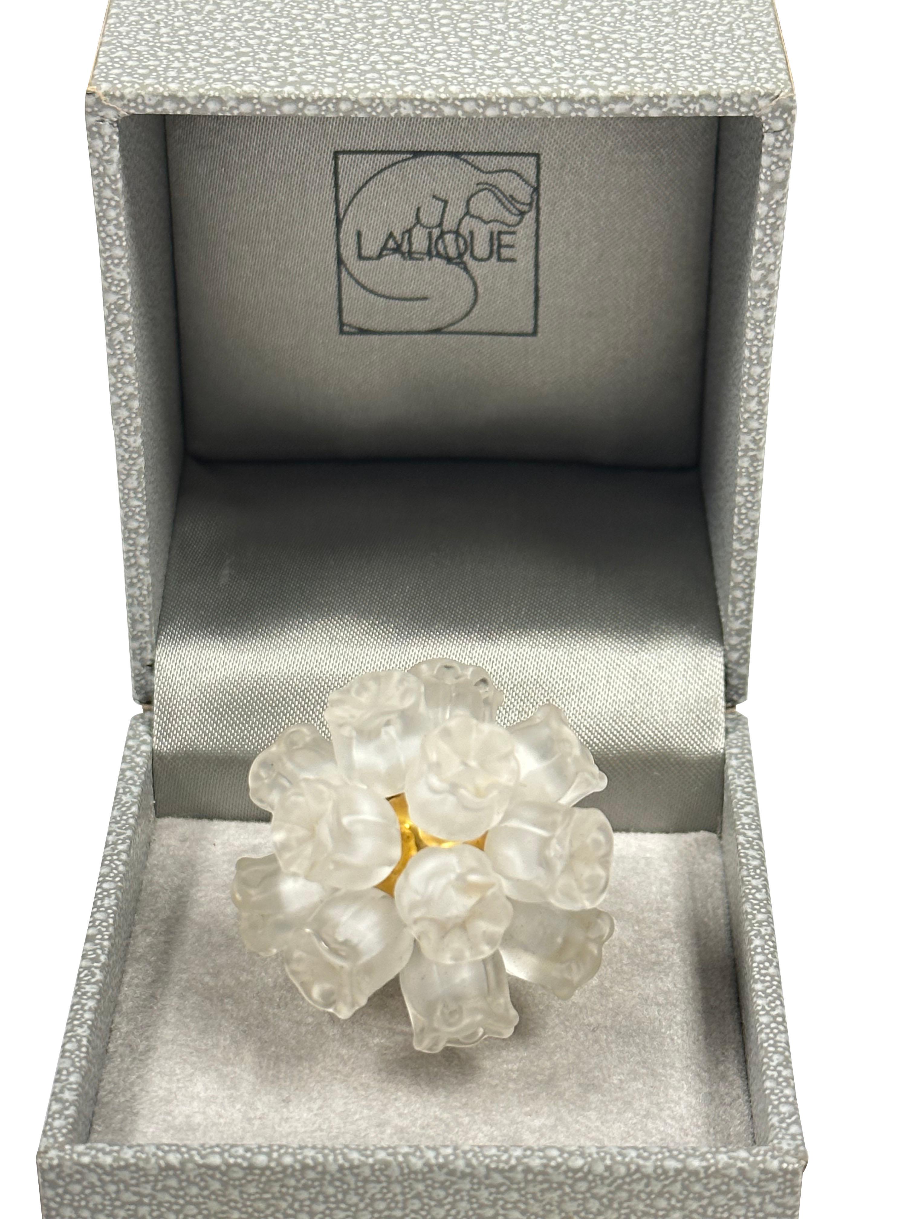Lalique Lily of the Valley Cluster Ring In Excellent Condition In Chicago, IL