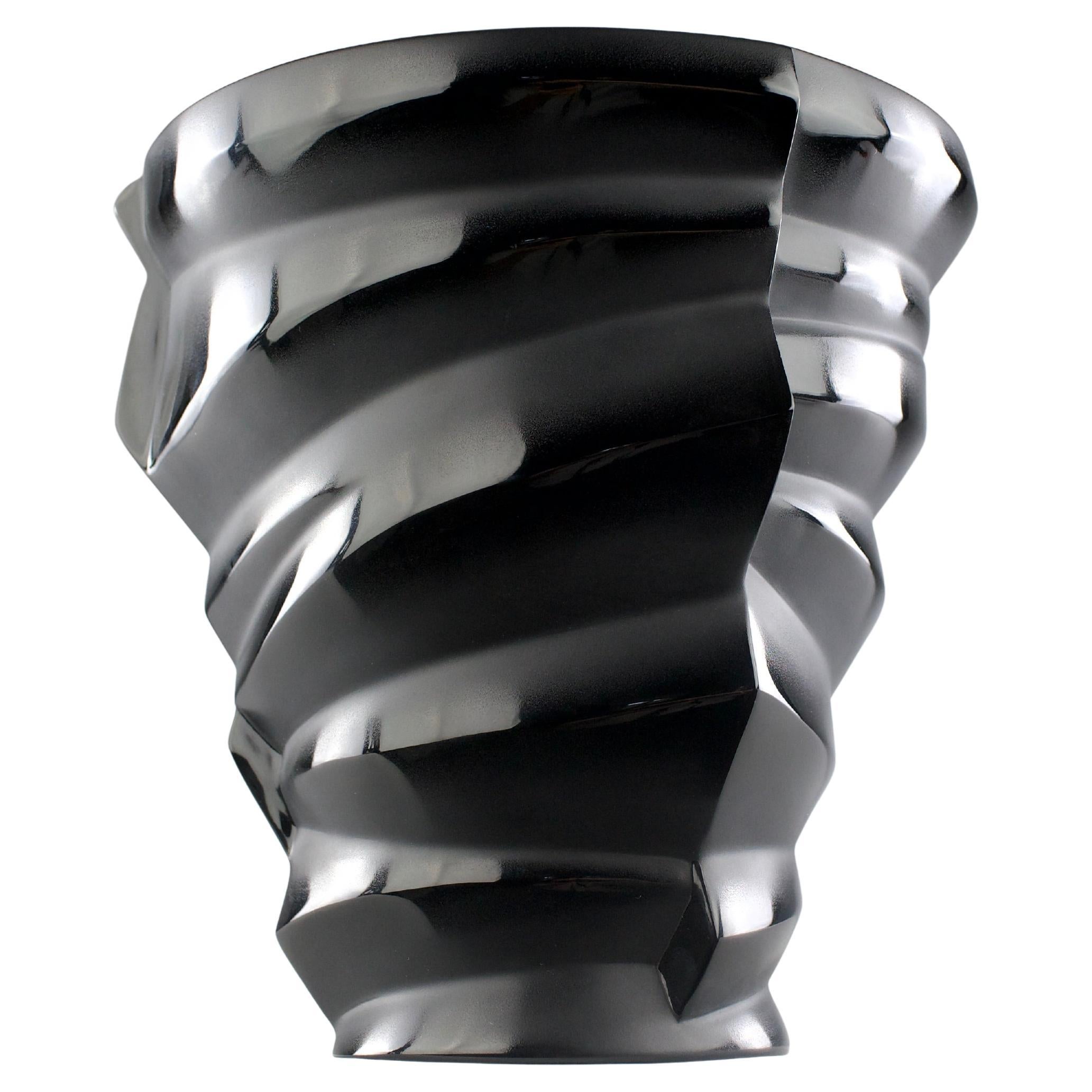 Lalique, Limited Edition Black Crystal "Dixie" Vase, France 1990s