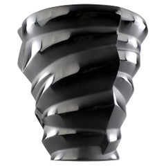 Lalique, Limited Edition Black Crystal "Dixie" Vase, France 1990s