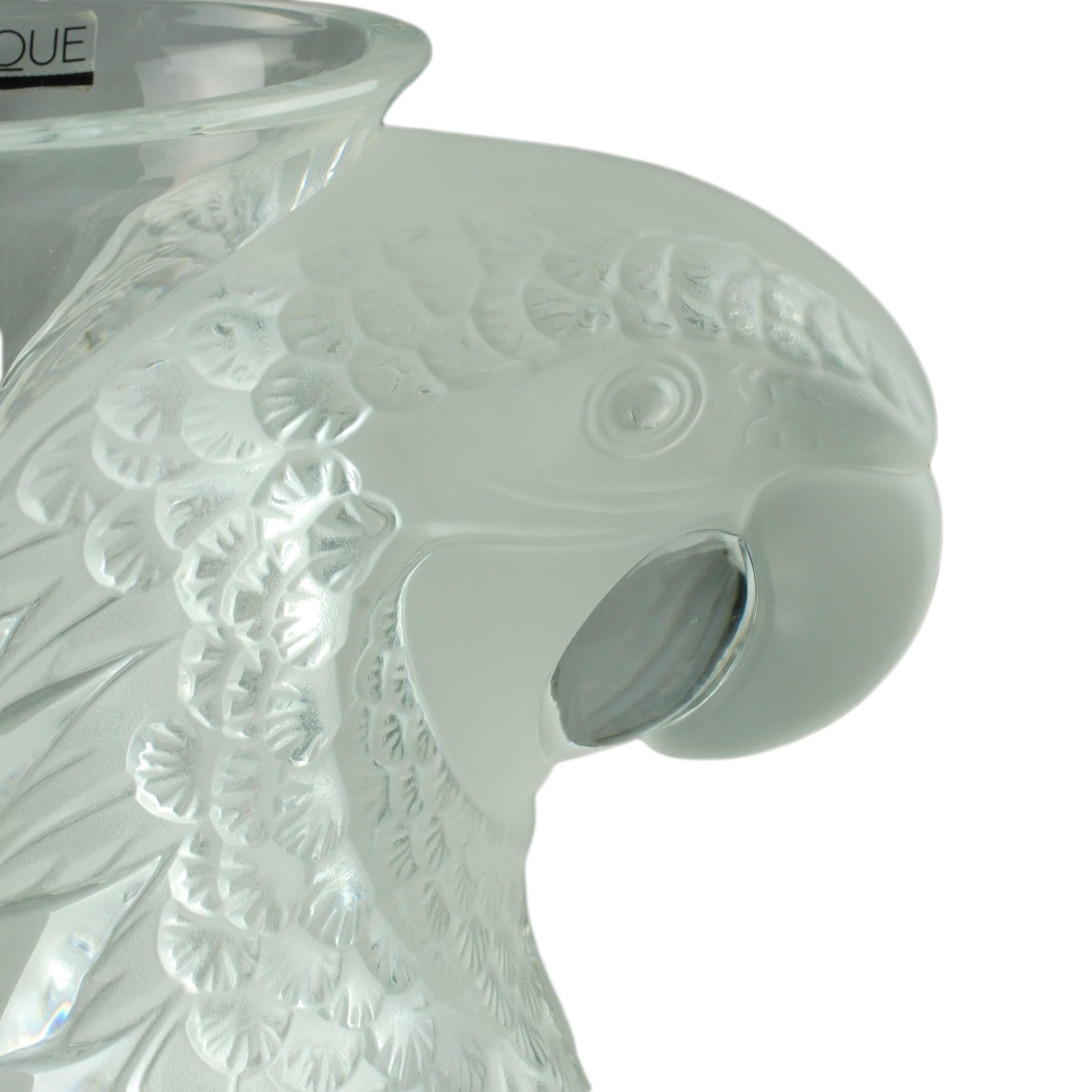 Frosted Lalique Limited Edition Clear and Satin Finished Glass Macao Vase For Sale