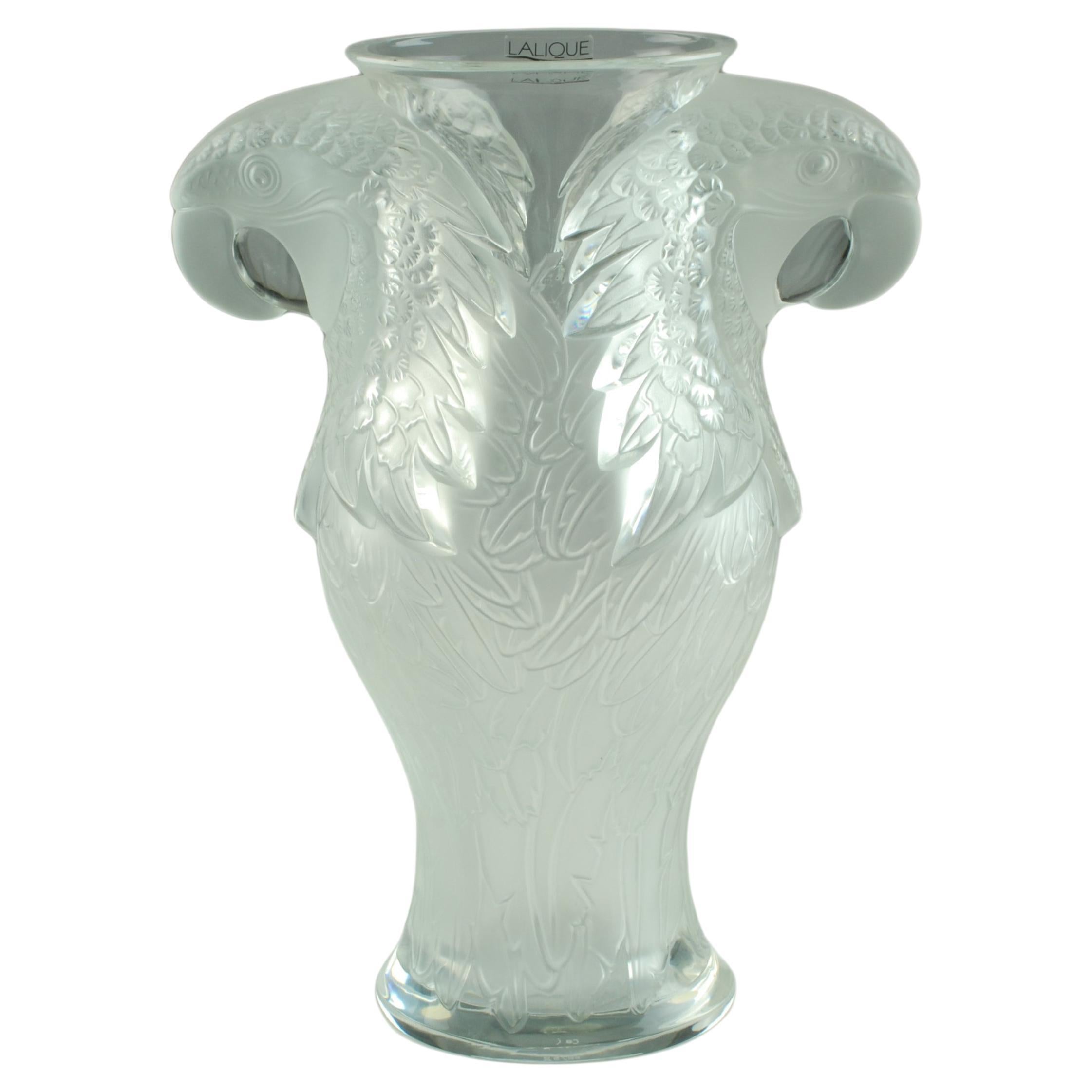 Lalique Limited Edition Clear and Satin Finished Glass Macao Vase For Sale