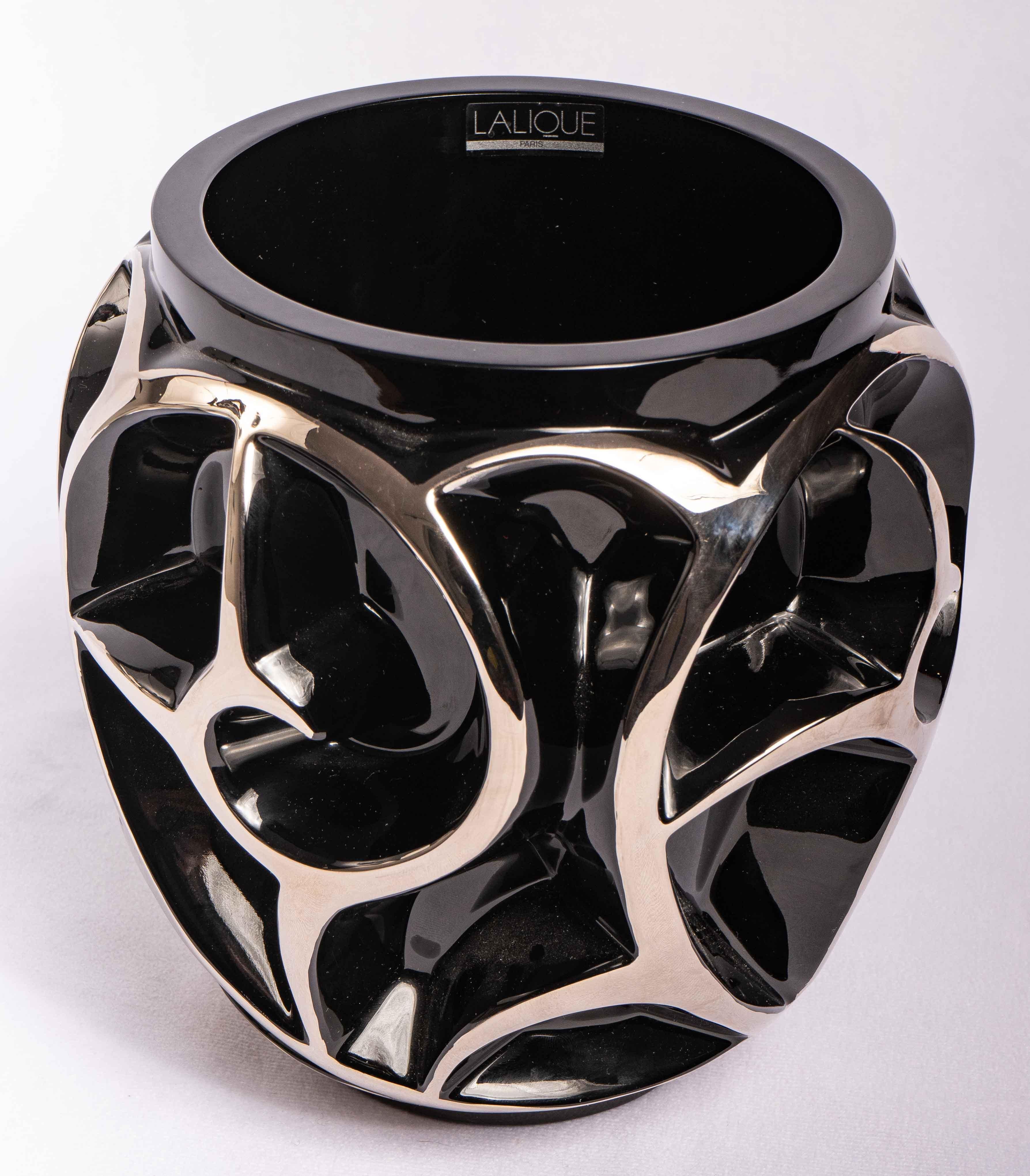 lalique black vase