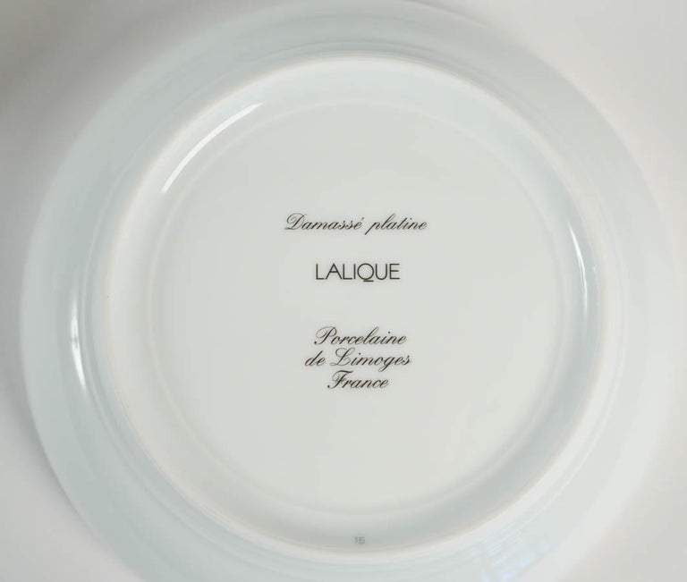 Lalique and Limoges Porcelaine Dinnerware 'Damassé Platine' Set at 1stDibs