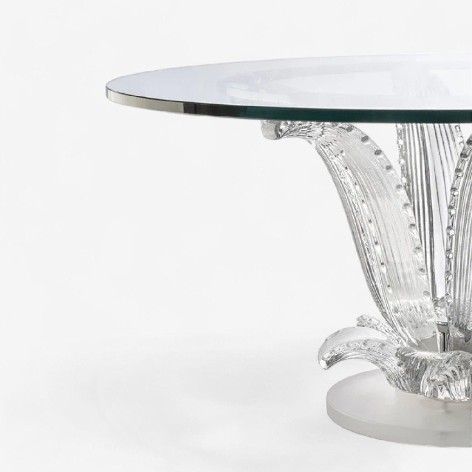 Moderno Lalique, Tavolo da centro moderno con cactus, cristallo trasparente, vetro da 72 pollici, Francia, 1984 in vendita