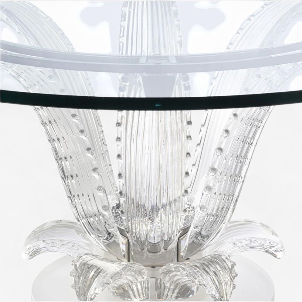 Francese Lalique, Tavolo da centro moderno con cactus, cristallo trasparente, vetro da 72 pollici, Francia, 1984 in vendita