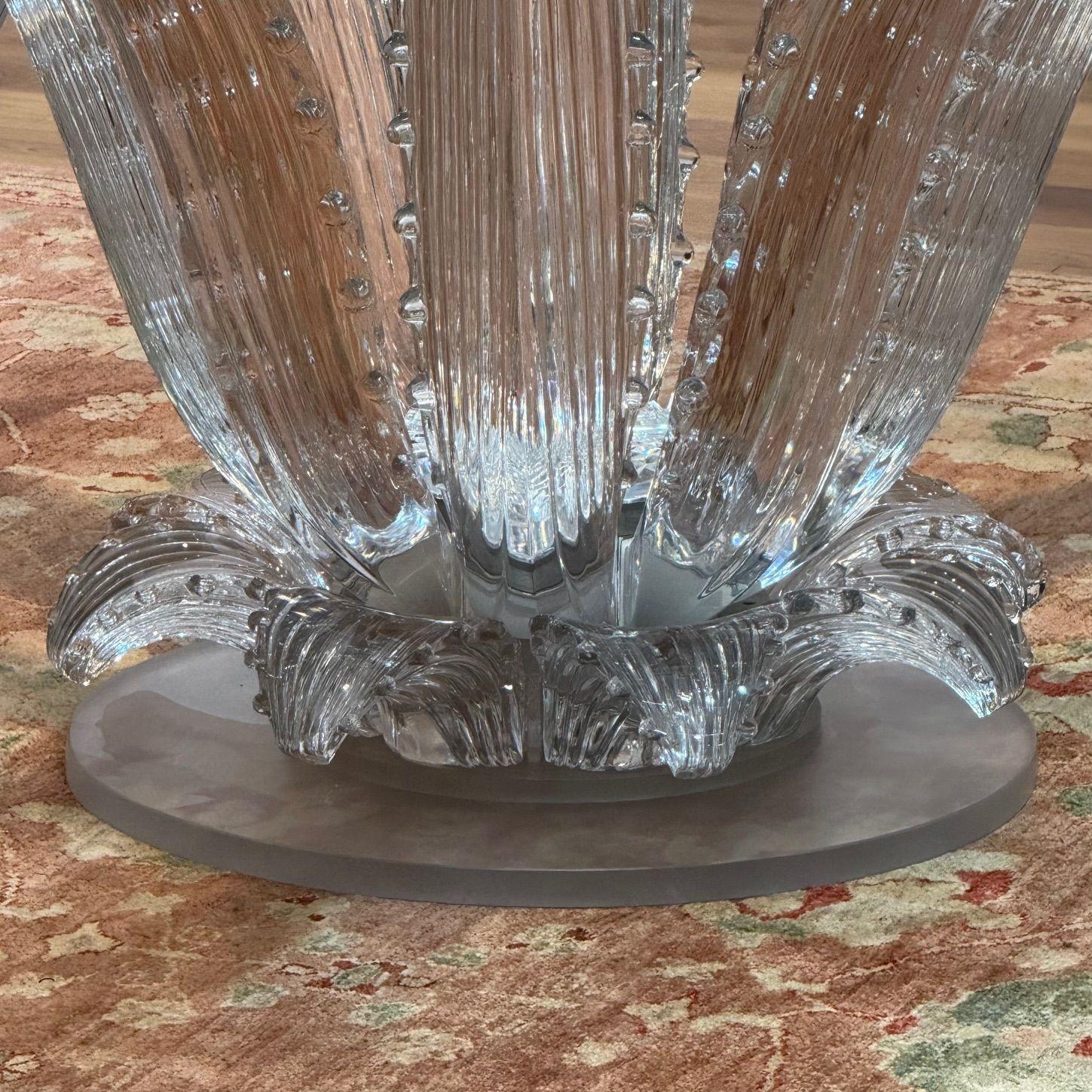 Fine XX secolo Lalique, Tavolo da centro moderno con cactus, cristallo trasparente, vetro da 72 pollici, Francia, 1984 in vendita