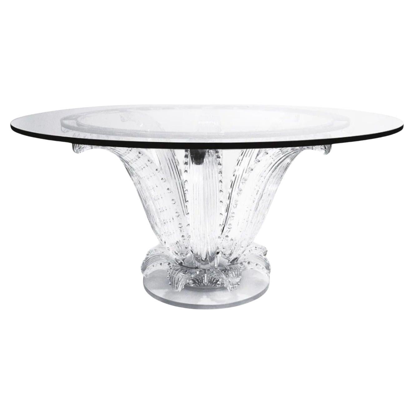 Lalique, Tavolo da centro moderno con cactus, cristallo trasparente, vetro da 72 pollici, Francia, 1984 in vendita