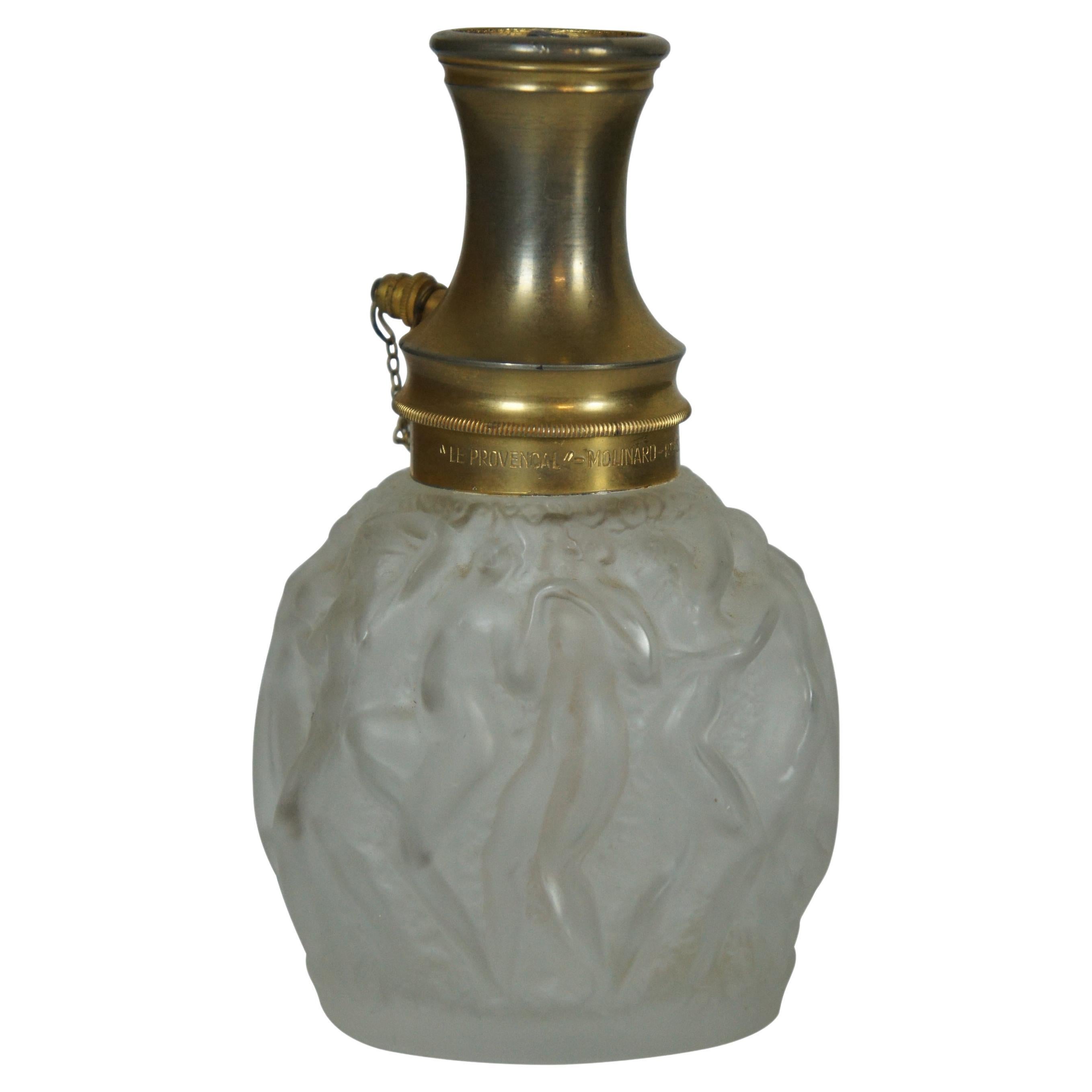 Lalique Molinard Le Provencal Atomizzatore Bacchanate Figura Nuda Bottiglia di Profumo 6" in vendita