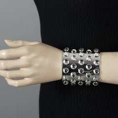 Bracelet manchette LALIQUE "MOSSI" en argent sterling et cinq rangs de cristaux