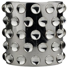 LALIQUE "MOSSI" Sterling Silver and Five Row Crystal Cuff Bracelet