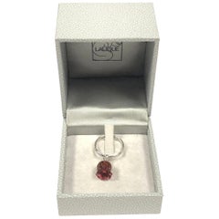 Lalique Muguet Red Crystal and Silver Lilly Flower Ring