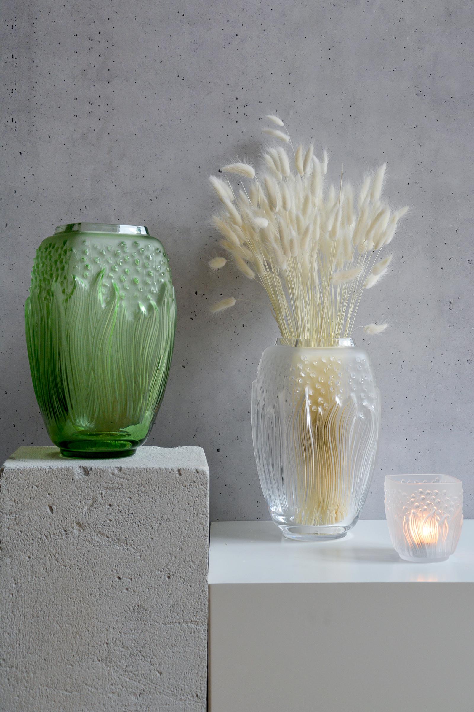 Art Deco Lalique Muguet Vase Clear Crystal For Sale