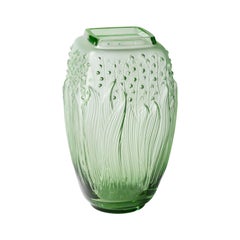 Lalique Muguet Vase Green Crystal