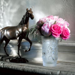Lalique Mustang Vase in Clear Crystal