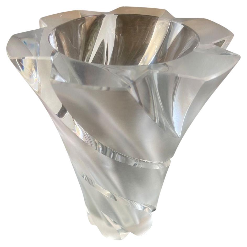 Lalique "Narcisse" Swirl Glass Vase, Signed. France, 1970's. For Sale