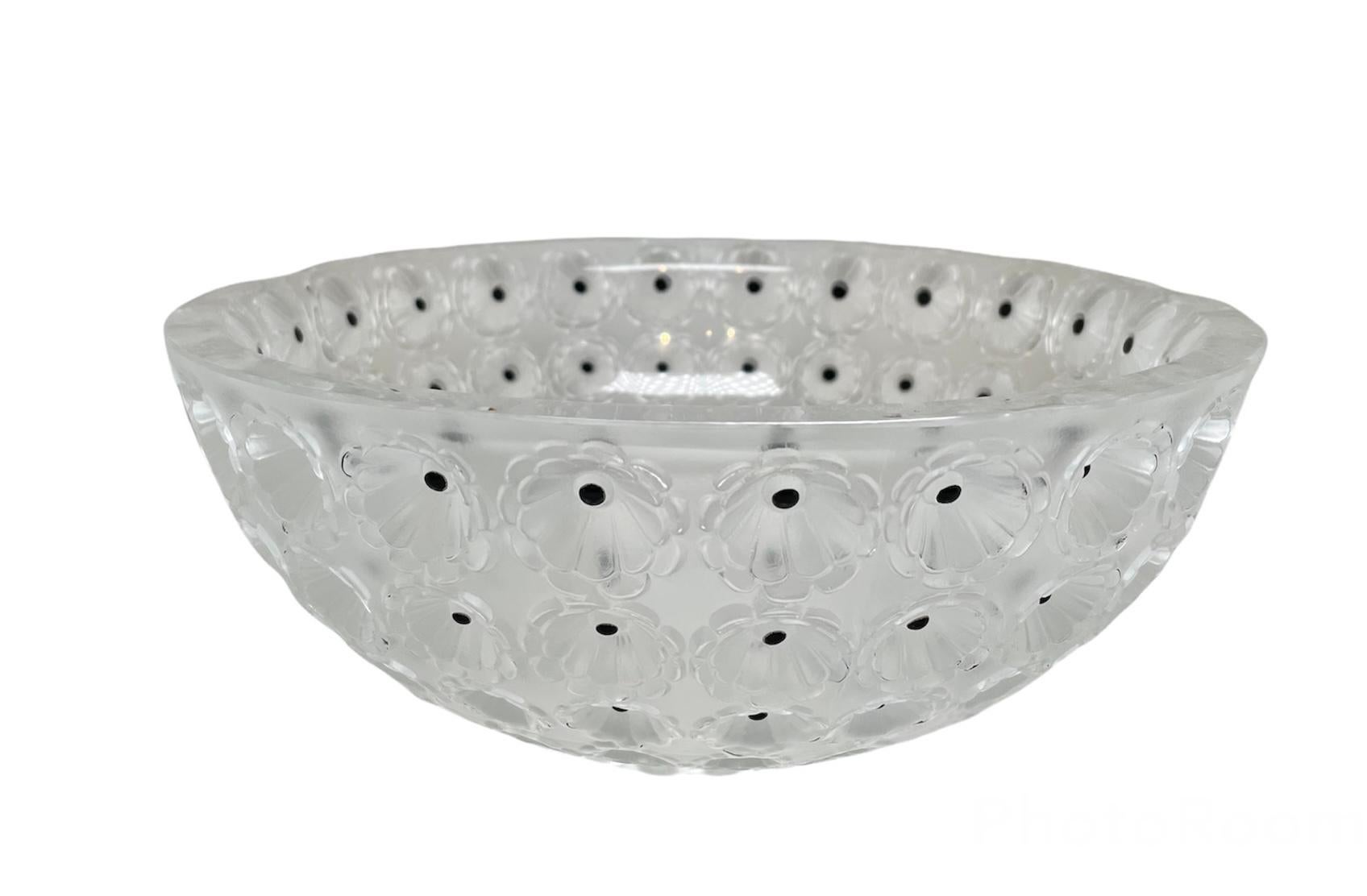 European Lalique Nemours Enameled Crystal Bowl For Sale