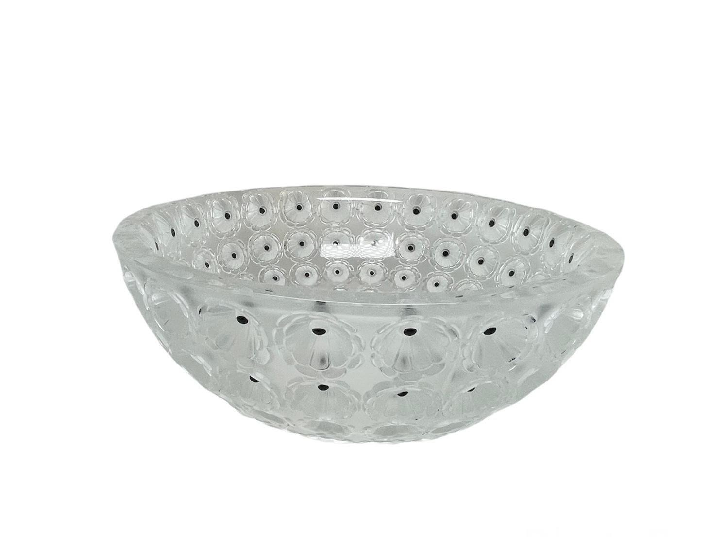 20th Century Lalique Nemours Enameled Crystal Bowl For Sale