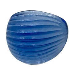 Anello Lalique Nerita con cupola in cristallo blu con scatola originale