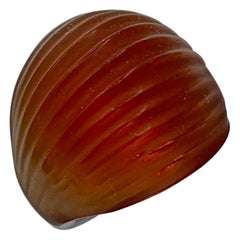 Anello Lalique Nerita Anello con cupola in cristallo rosso ambrato con scatola originale