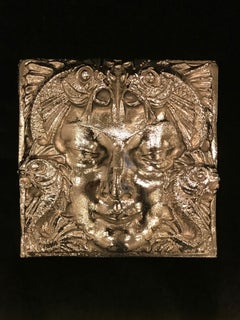 Nickel Masque de Femme Face Wall Plaque Sculpture