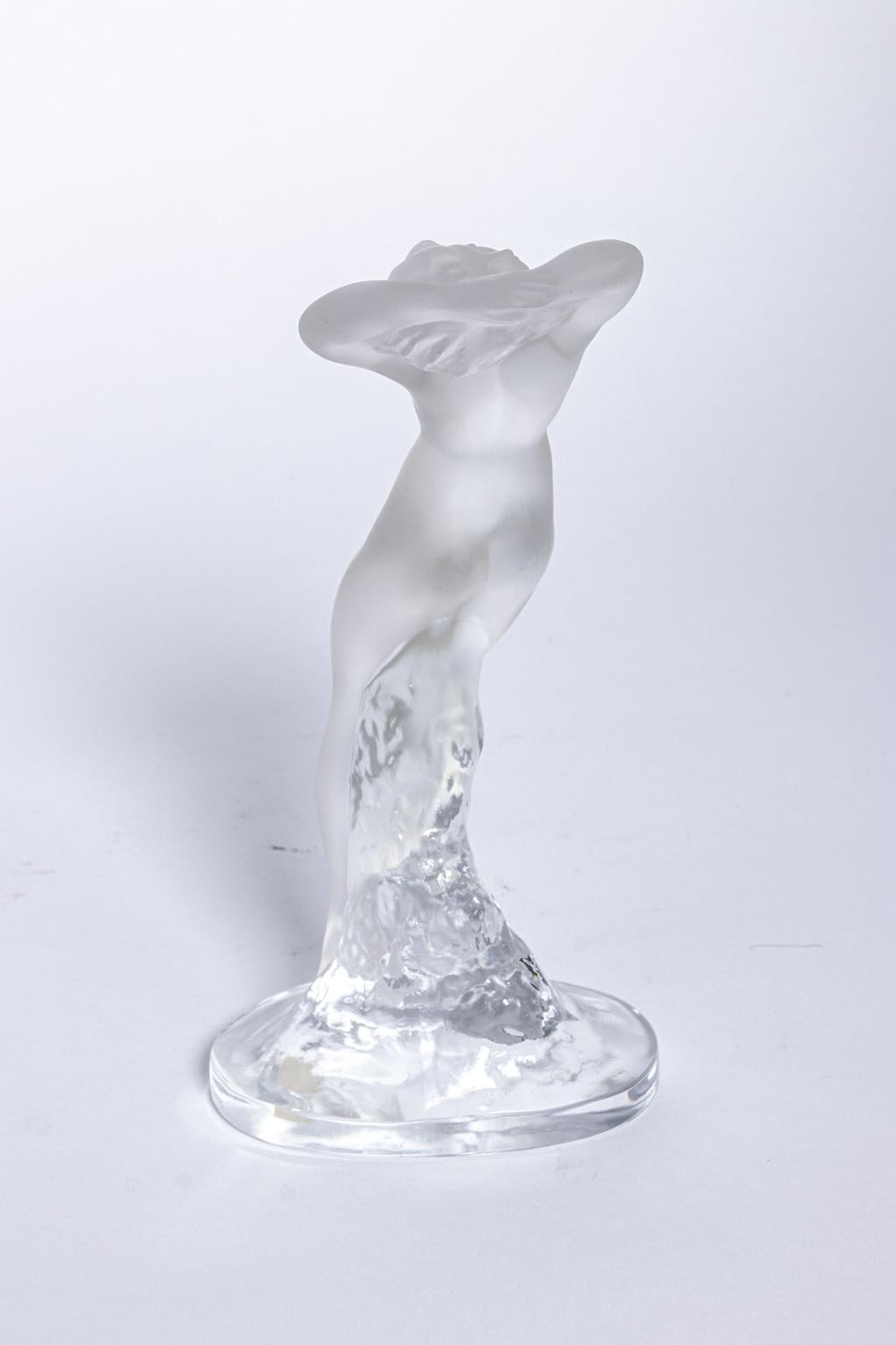 Lalique nude figure. 10.00 inches high. Clear to frosted. Called 
