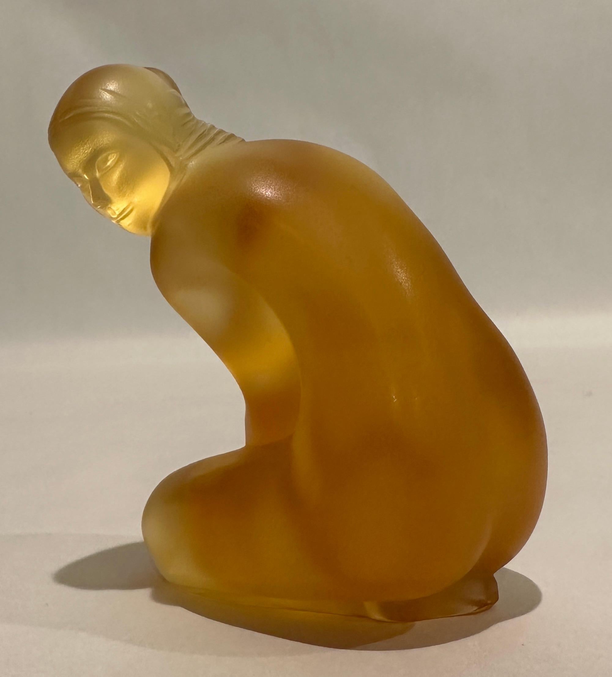 French Lalique Nude Venus Amber Figurine