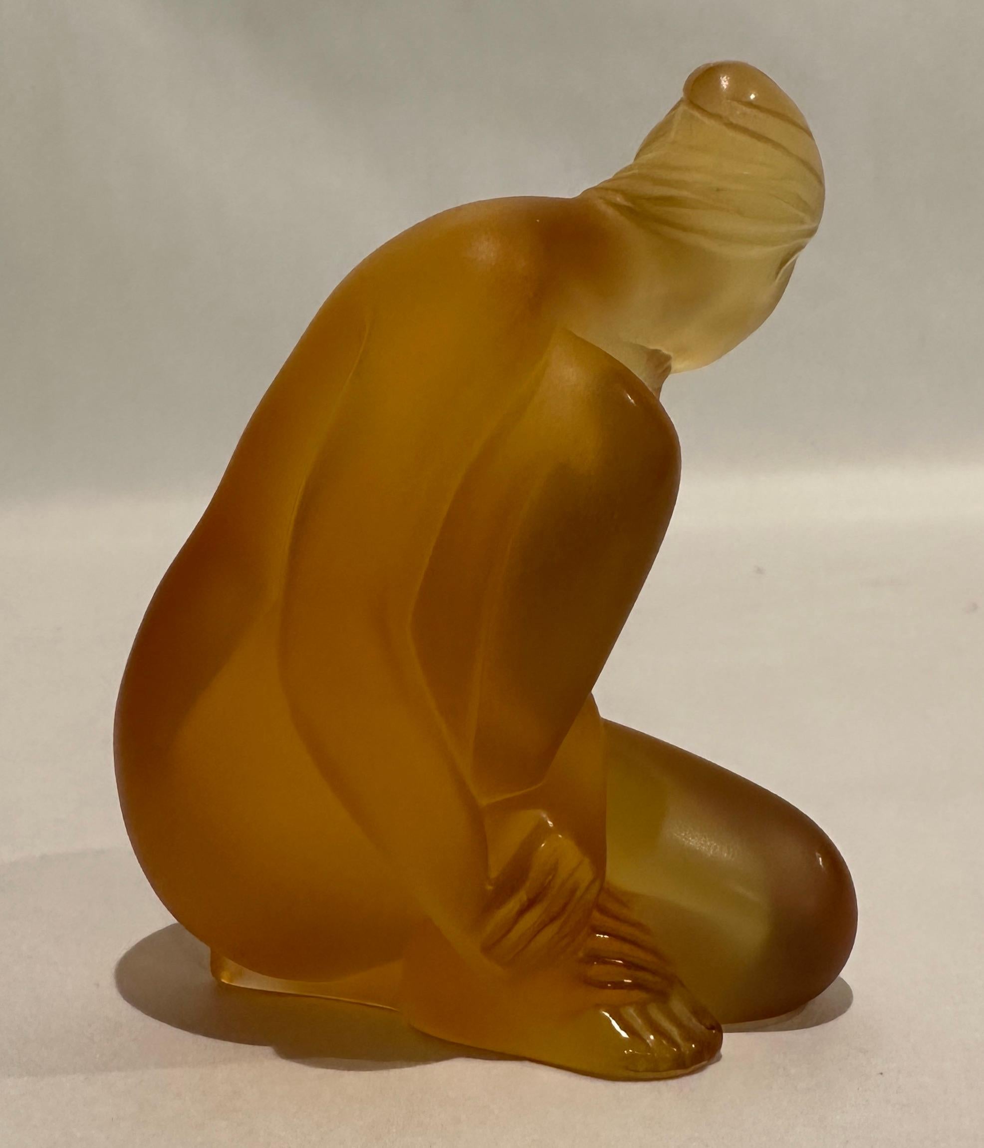 Contemporary Lalique Nude Venus Amber Figurine