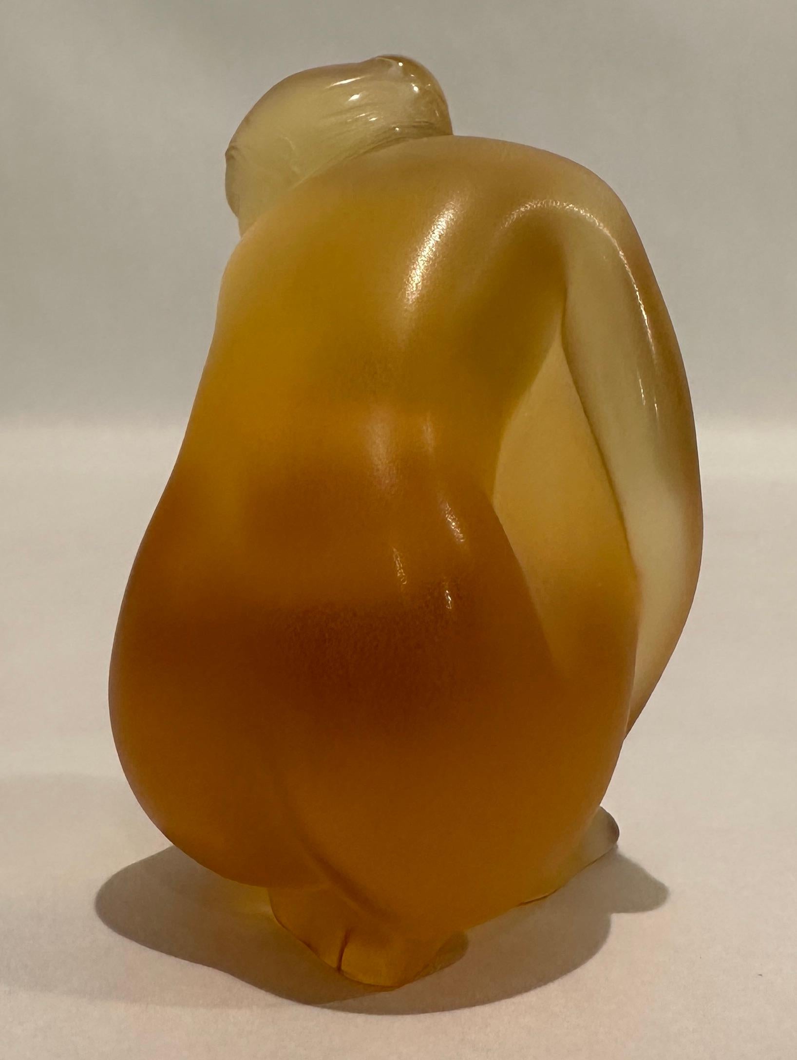 Glass Lalique Nude Venus Amber Figurine