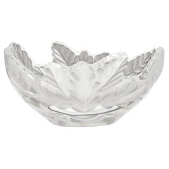 Retro Lalique Oak Leaf Compiegne Crystal Bowl