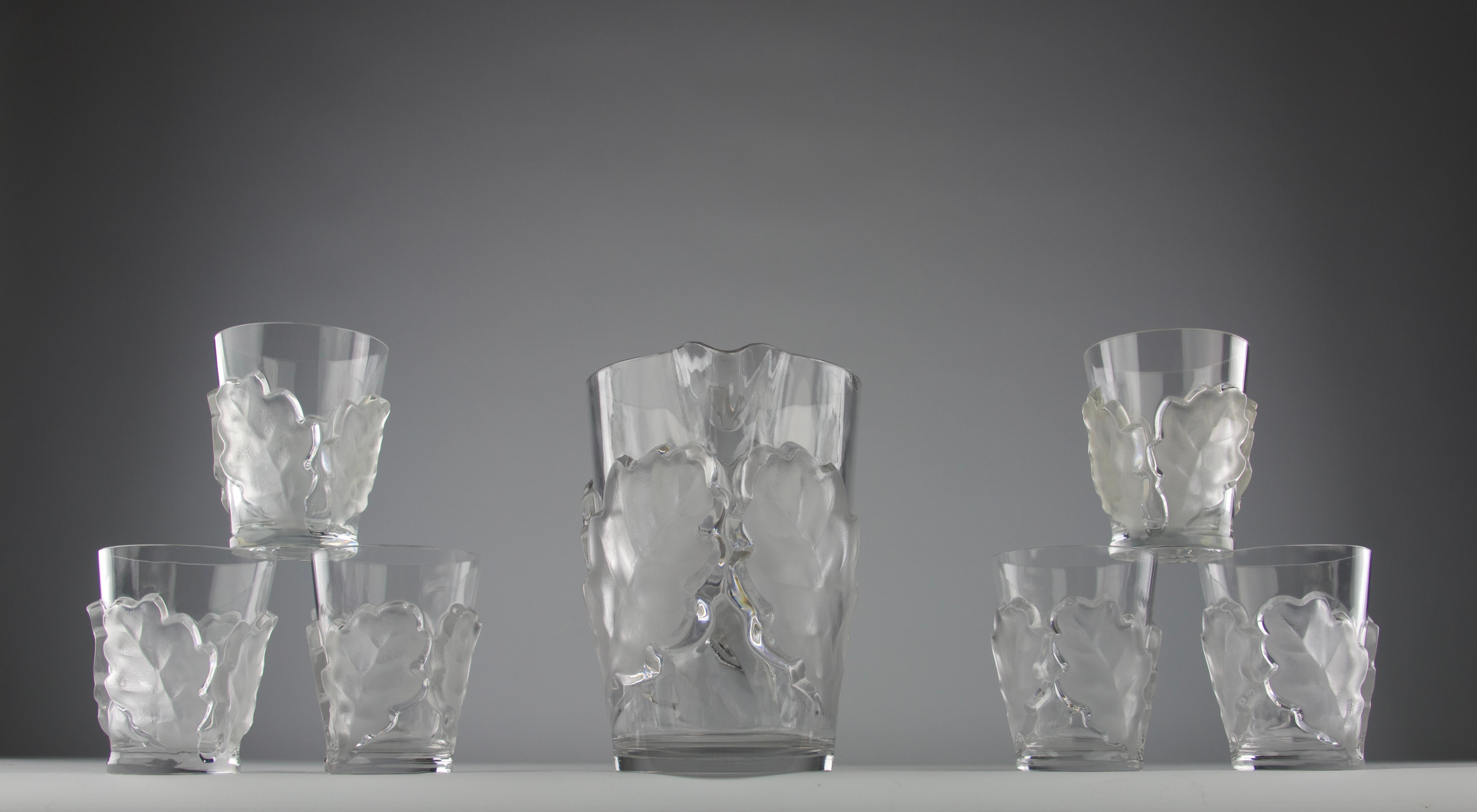French Lalique, Oak Leaves Crystal Service, France 1950s For Sale