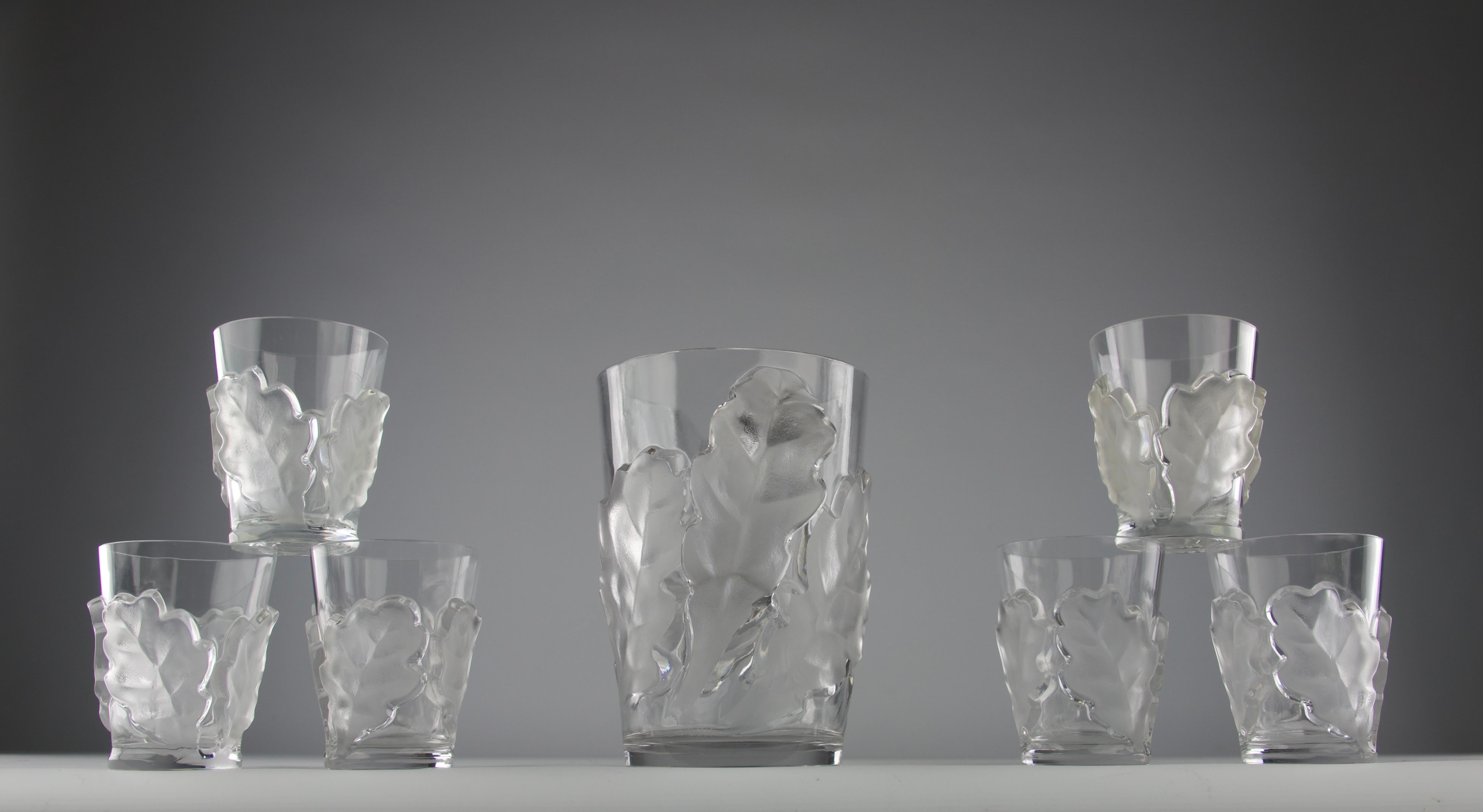 Lalique, Oak Leaves Crystal Service, France 1950s In Good Condition For Sale In PARIS, FR