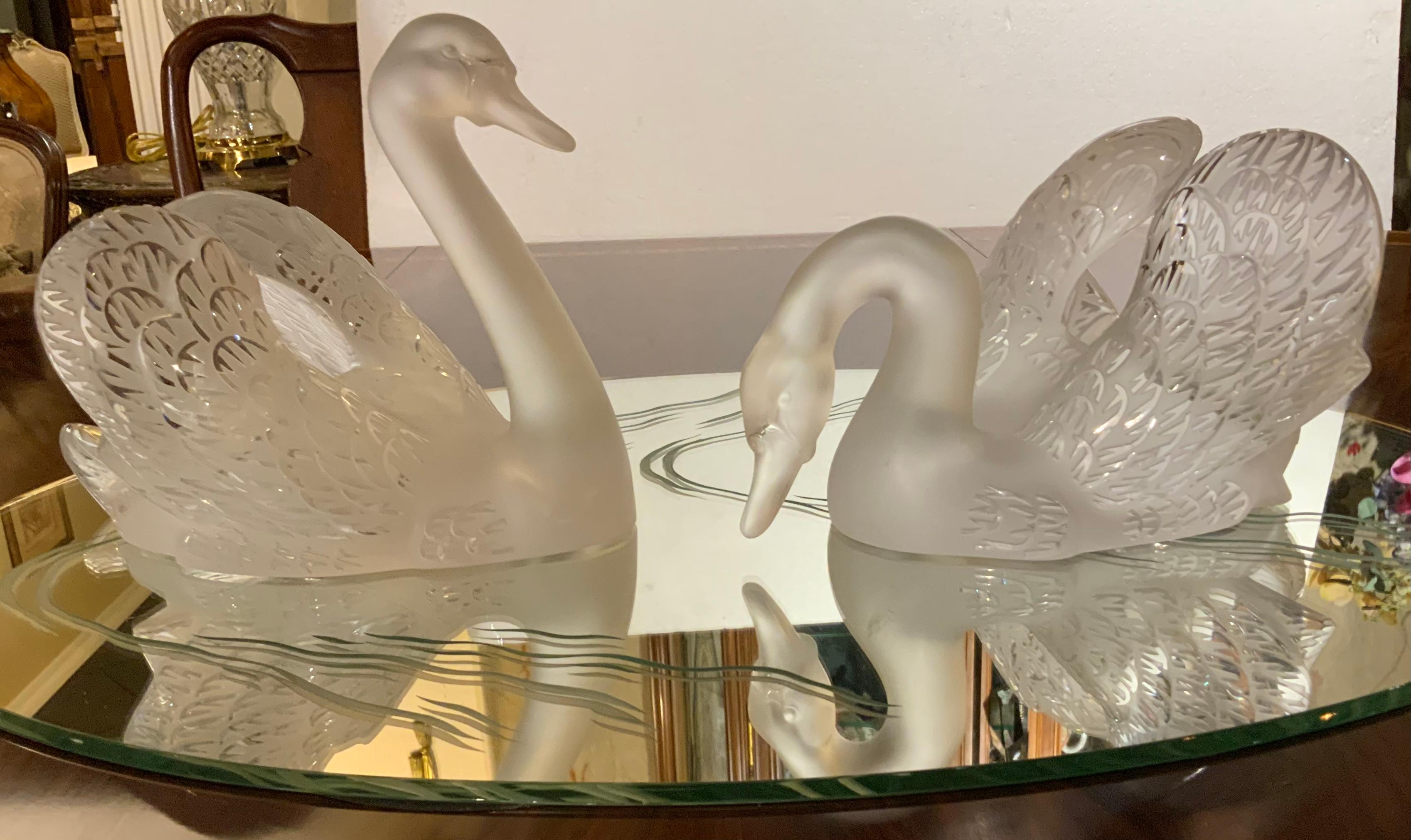 lalique swan mirror