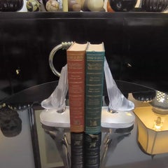 Lalique Pair of Frosted GLass Sculptures ‘Hirondelle’ Bookends/ Paperweight