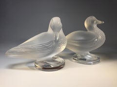 Lalique 'Paire De Canards' Pair of Exquisite Lalique Crystal Ducks, France