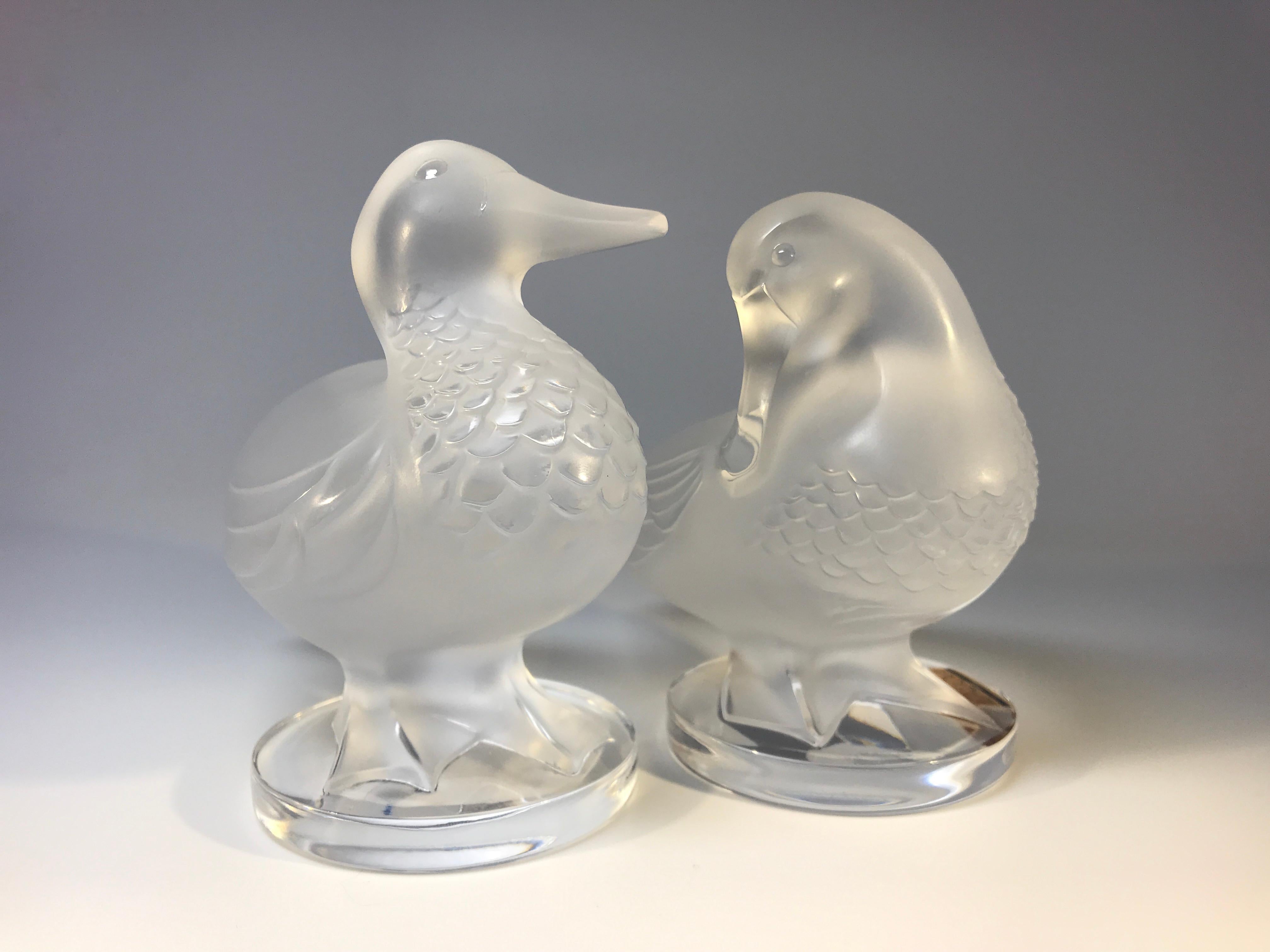 Lalique 'Paire De Canards' Pair of Exquisite Lalique Crystal Ducks, France In Good Condition In Rothley, Leicestershire