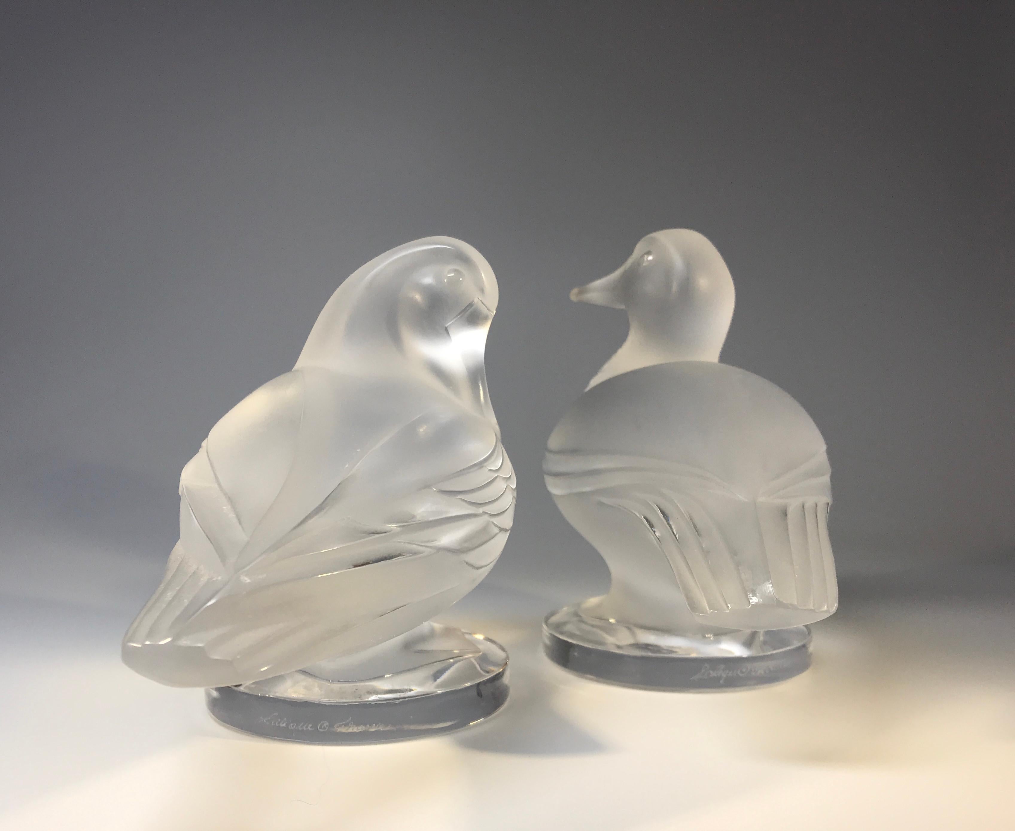 20th Century Lalique 'Paire De Canards' Pair of Exquisite Lalique Crystal Ducks, France