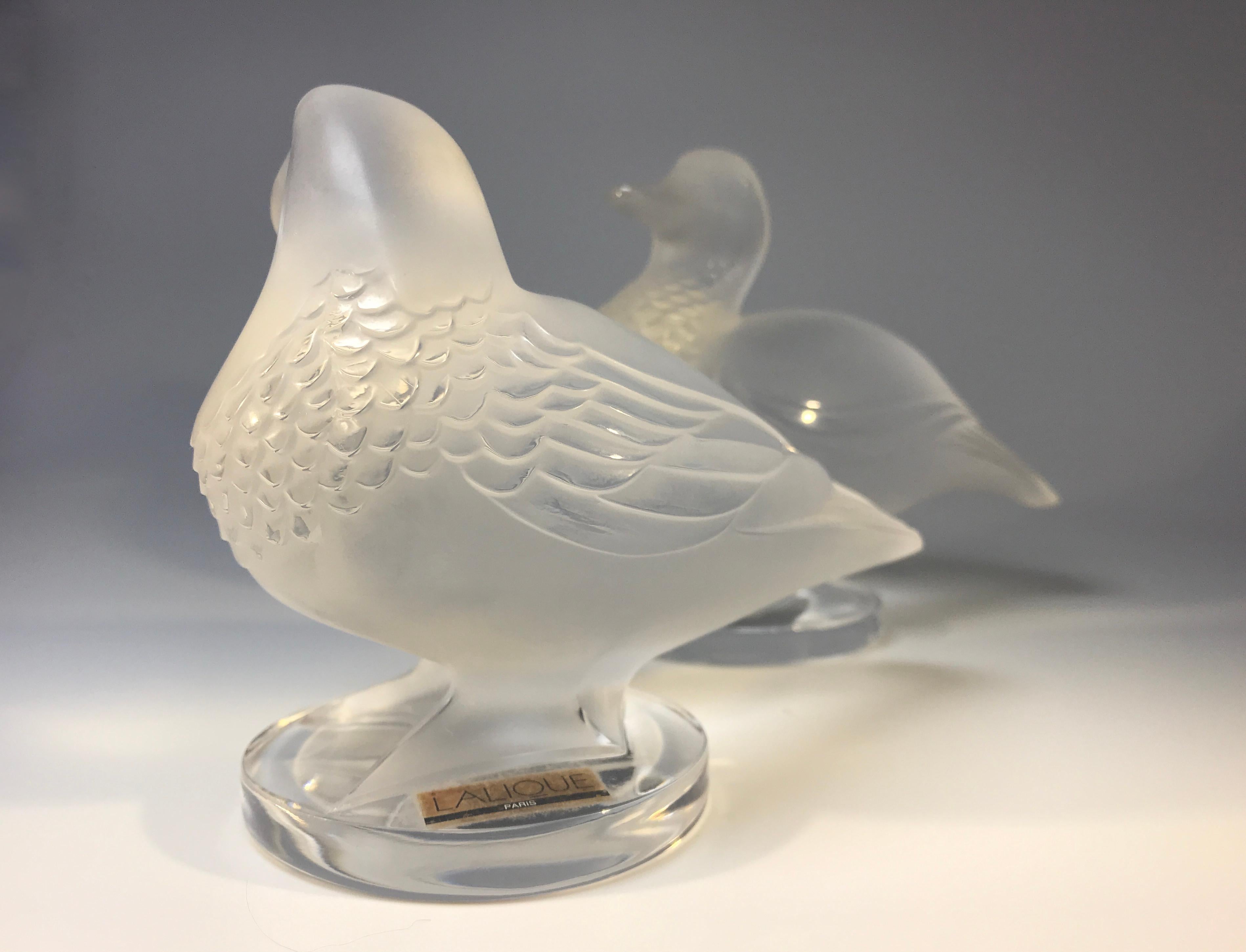 Lalique 'Paire De Canards' Pair of Exquisite Lalique Crystal Ducks, France 1