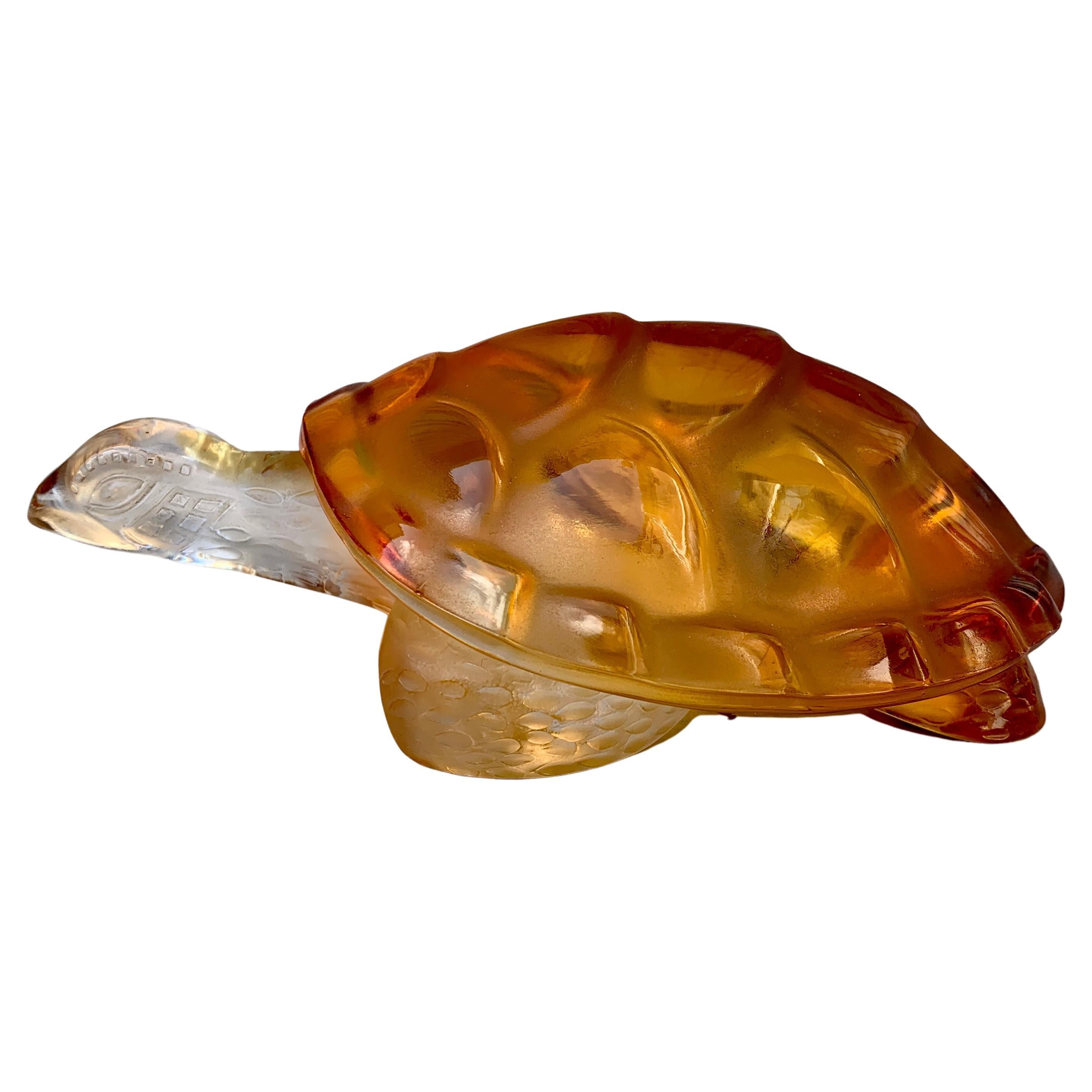 Lalique Paperweight Figurine Caroline Turtle Crystal For Sale