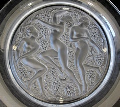 Lalique Paris Signed Crystal Charger Plate Cote D'or French Greco Roman Nudes
