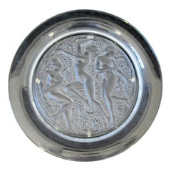 Lalique Paris Signed Crystal Charger Plate Cote D'or French Greco Roman Nudes