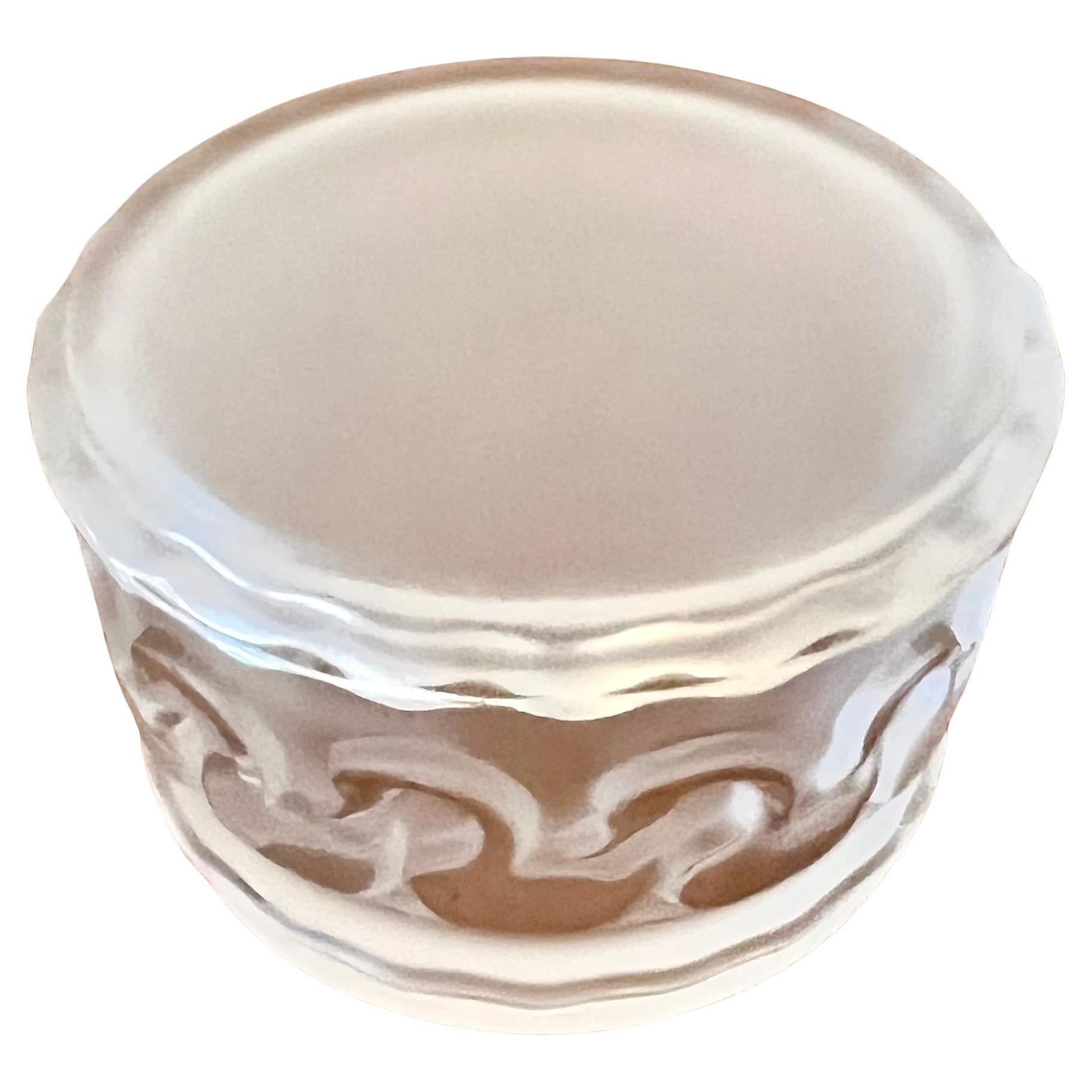 Lalique Paris signed Frosted Lidded Box features Swans  For Sale