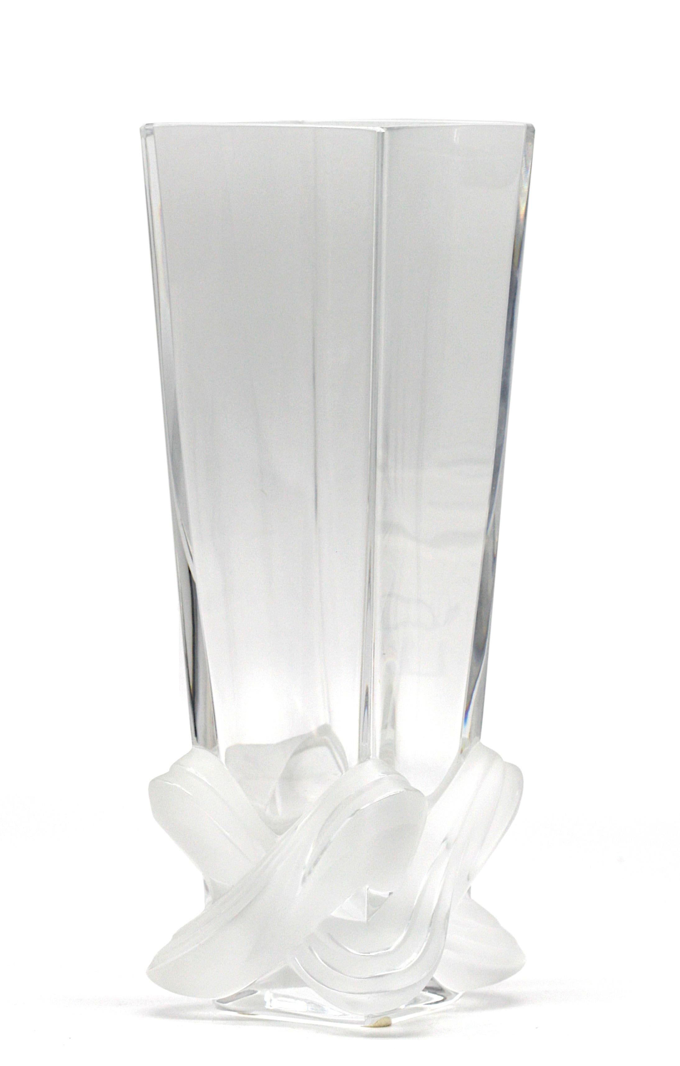 Lalique Part Frosted Crystal Colorless Vase  Signed M. Lalique For Sale 3