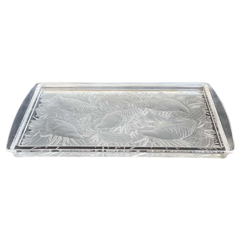 Lalique "Perdrix" Plateau Crystal Tray For Sale at 1stDibs